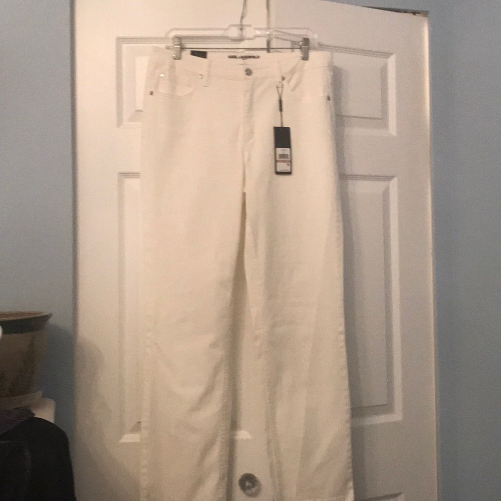 Karl Lagerfeld off white straight leg jeans